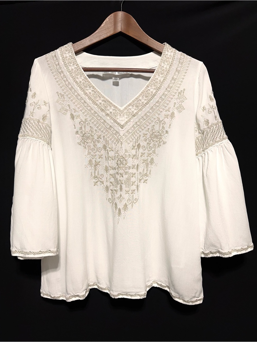 CHELSEA & THEODORE Embroidered Boho Peasant Poetcore Blouse M